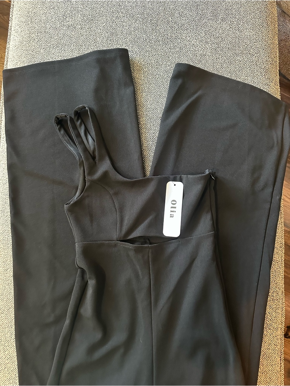 Olia Black Wide-Leg Jumpsuit with Thin Straps